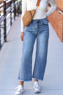 Tessa Frayed Wide Leg Jeans | Risen