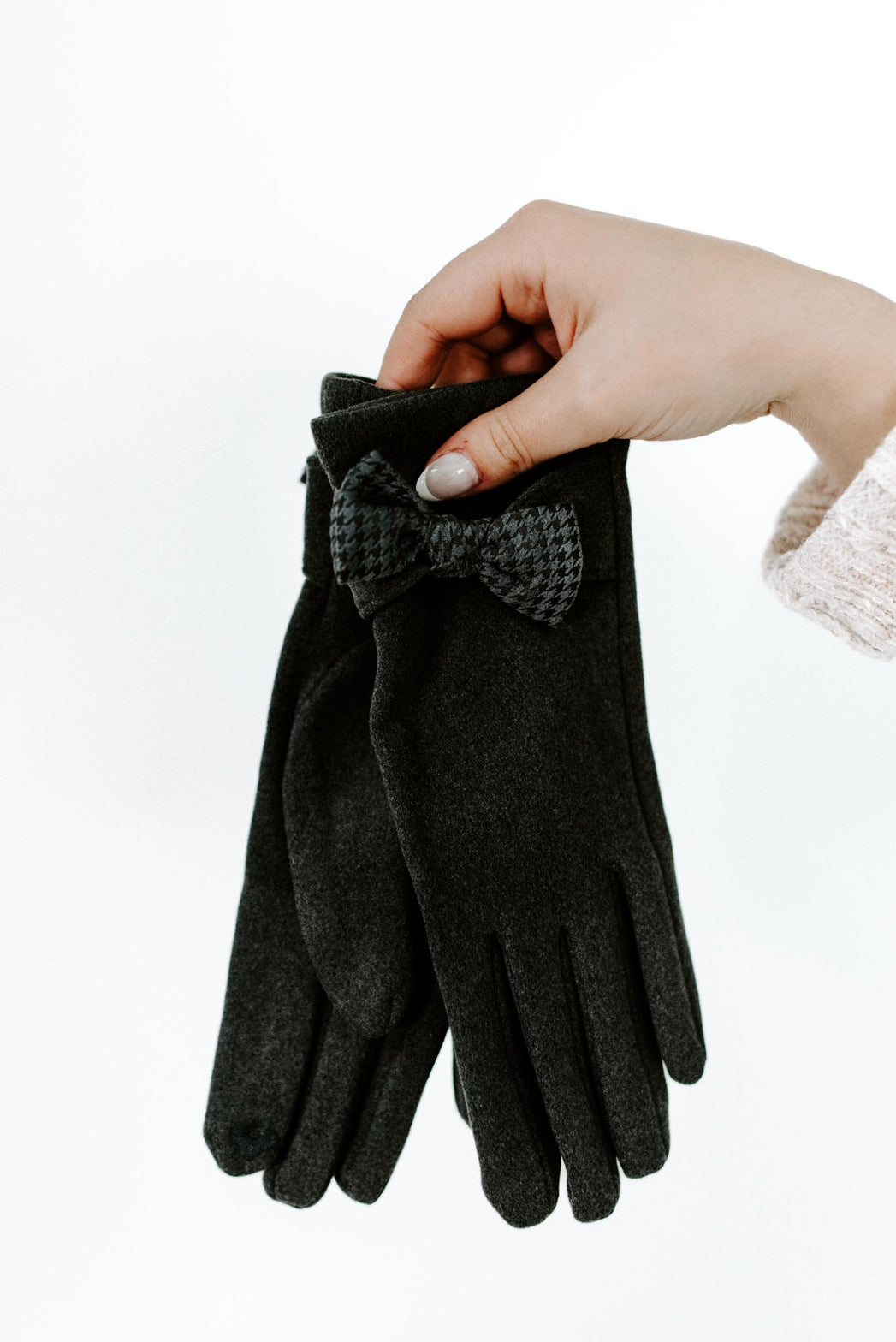 Houndstooth Bow Gloves