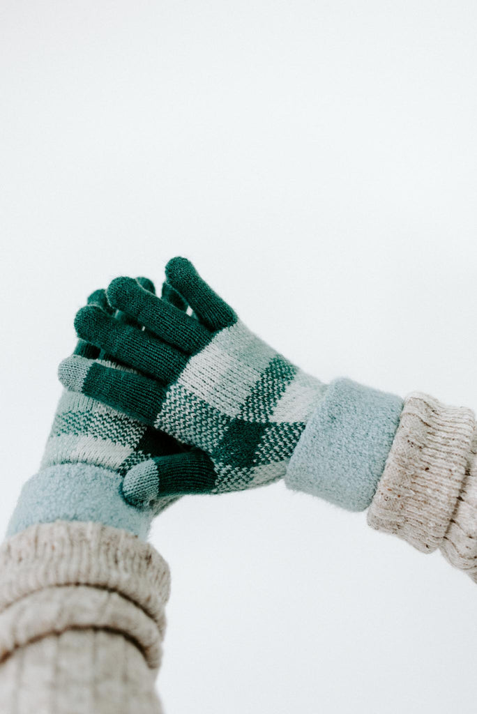 Cooler Days Plaid Cuffed Text Friendly Gloves