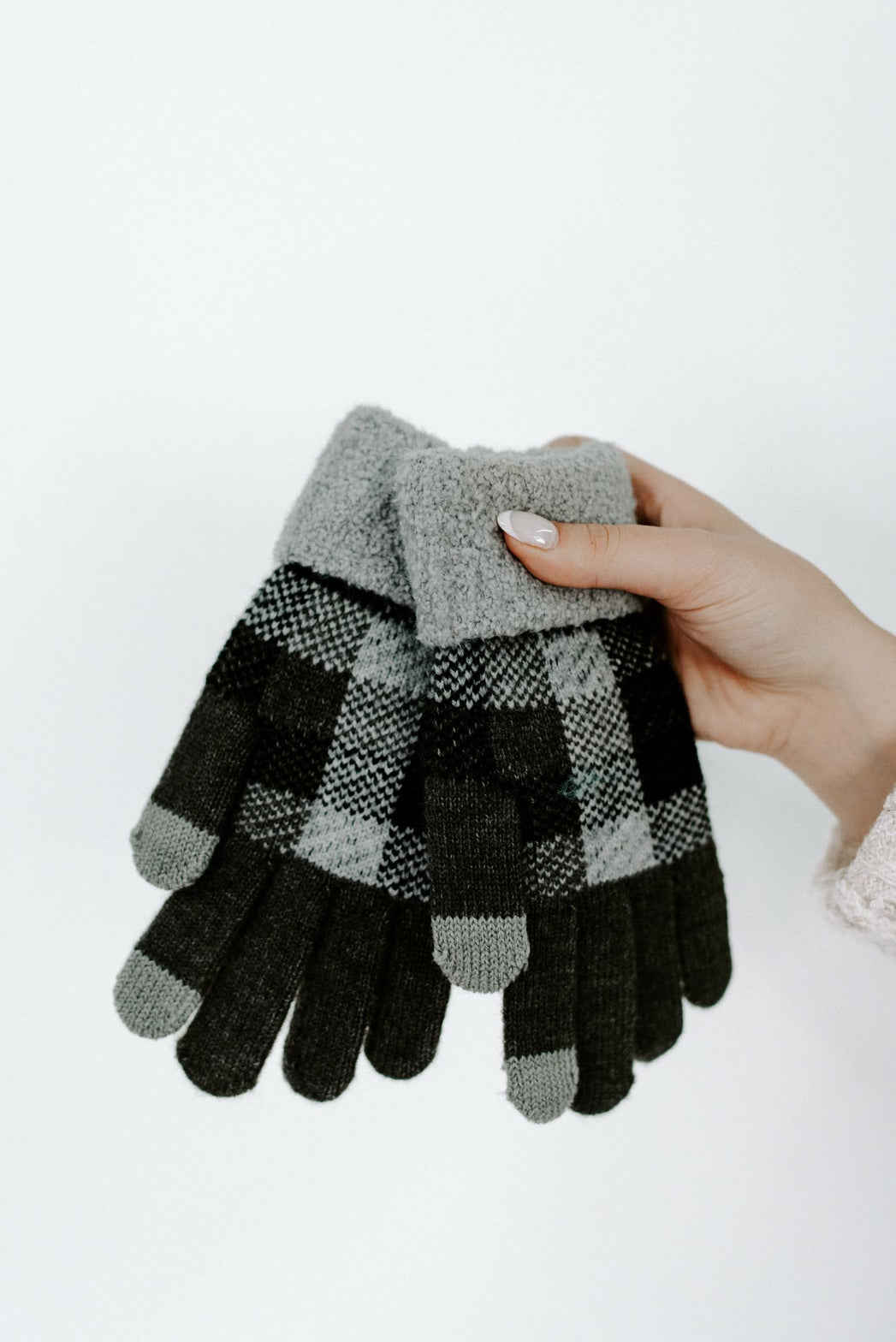 Cooler Days Plaid Cuffed Text Friendly Gloves