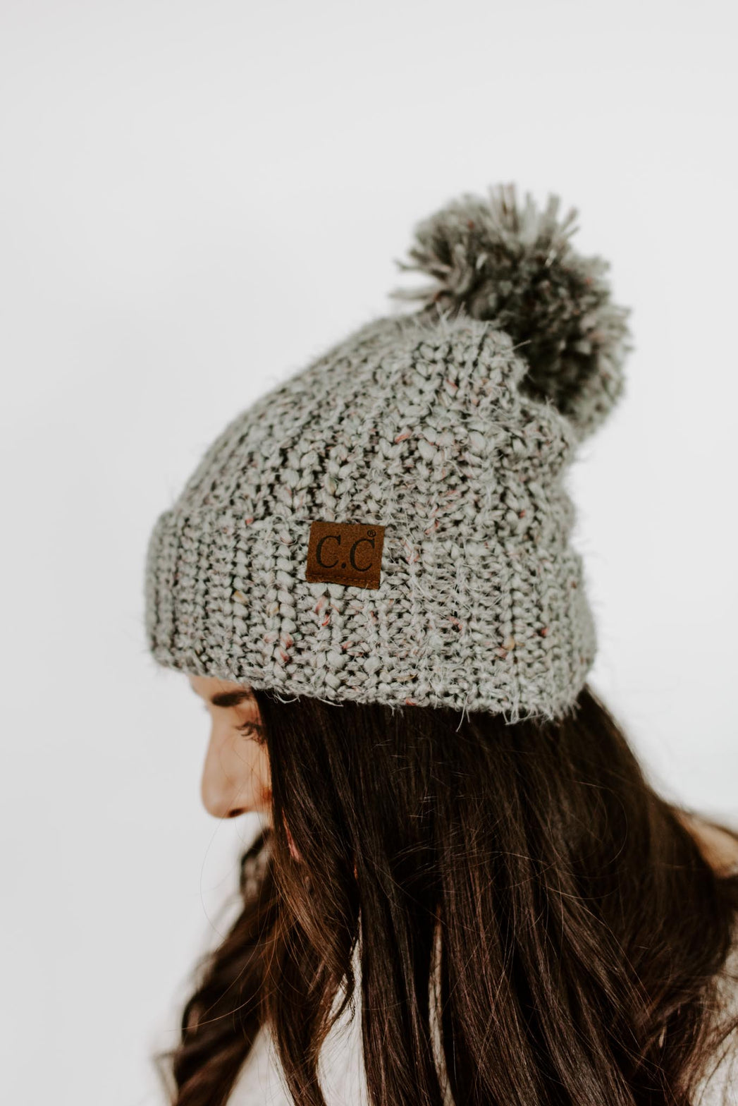 C.C. Feather Yarn Pom Beanie