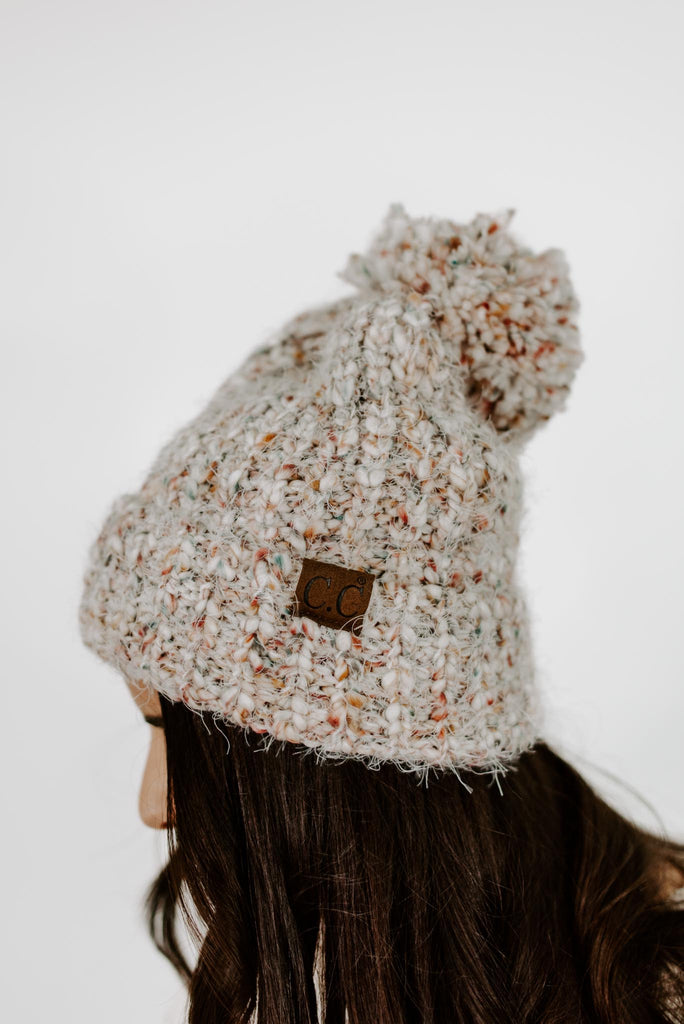 C.C. Feather Yarn Pom Beanie