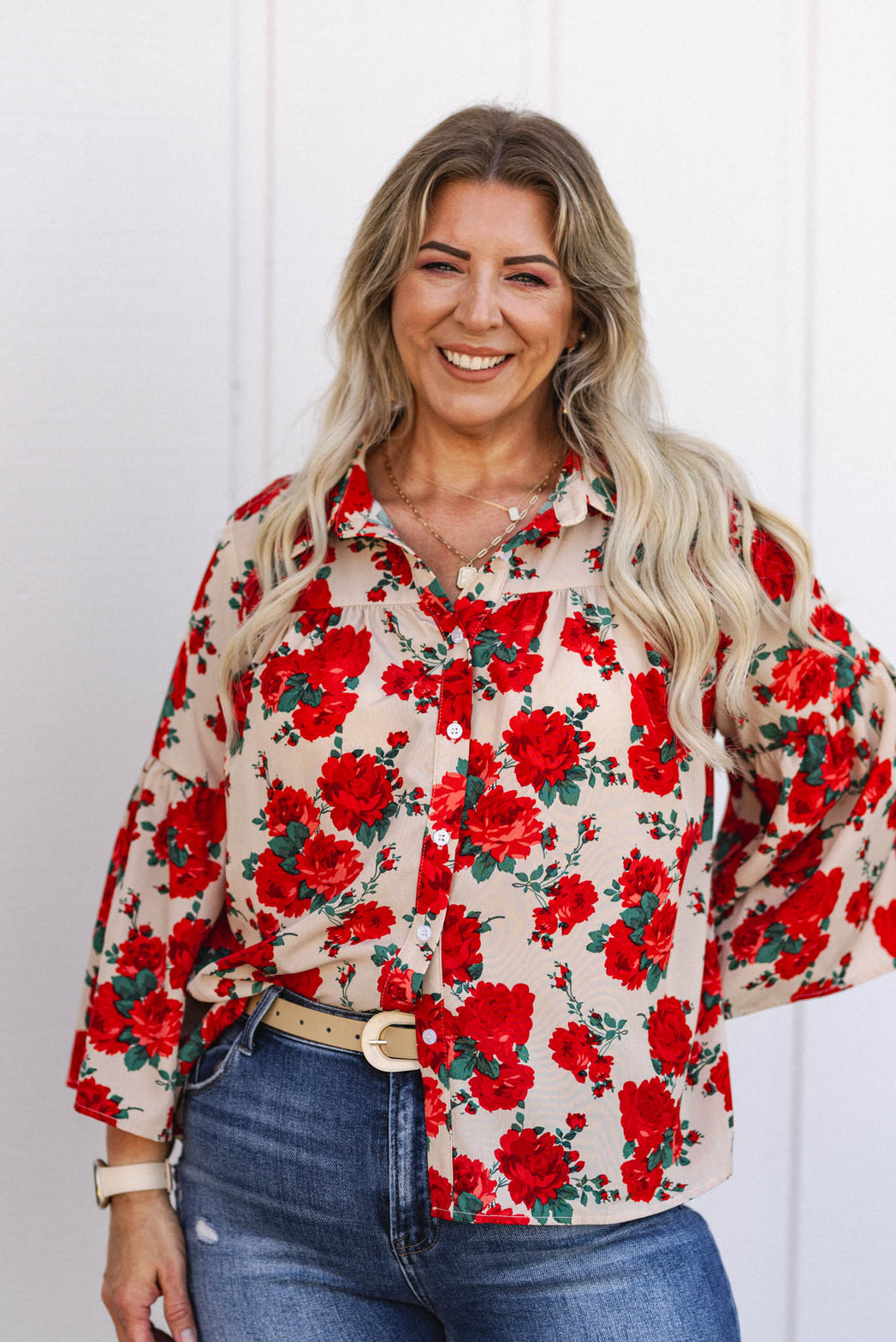 Paradise Found Floral Wide Sleeve Blouse