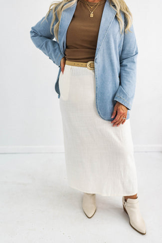 You're A Natural Linen Midi Skirt