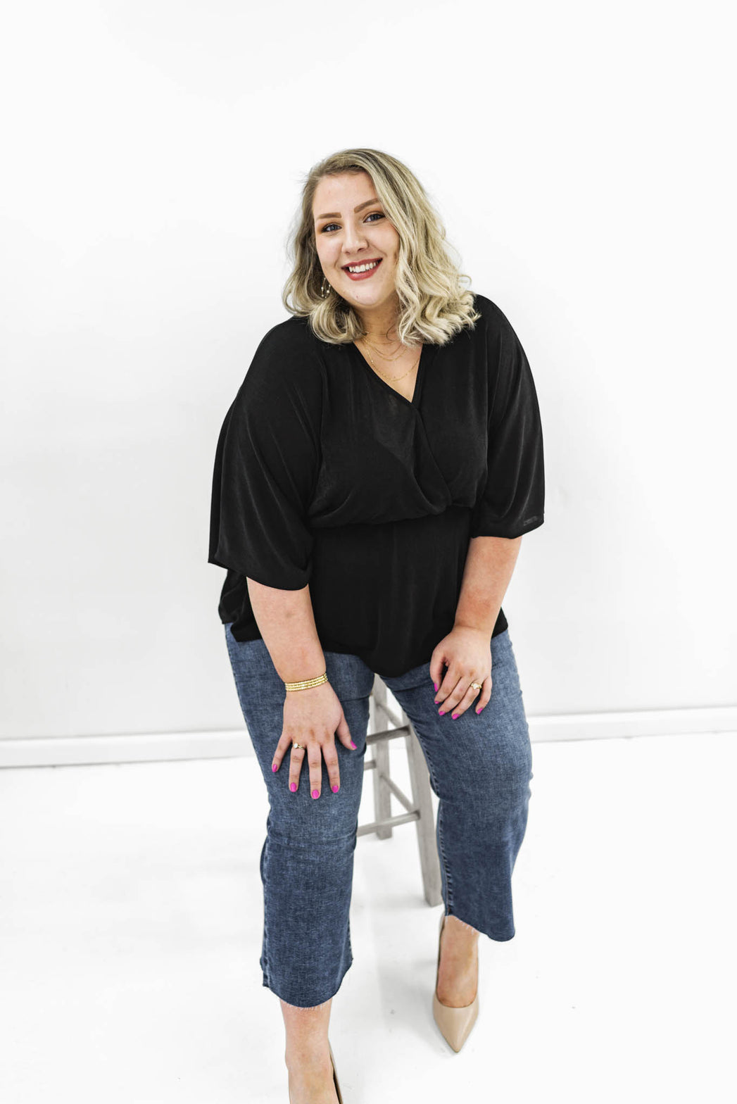 Gossips Coming Curvy Slinky Kimono Top