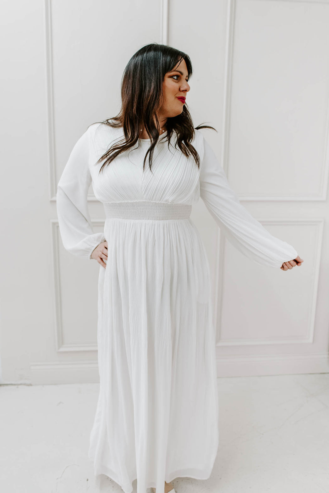 Tia Pleated Detail Maxi Dress