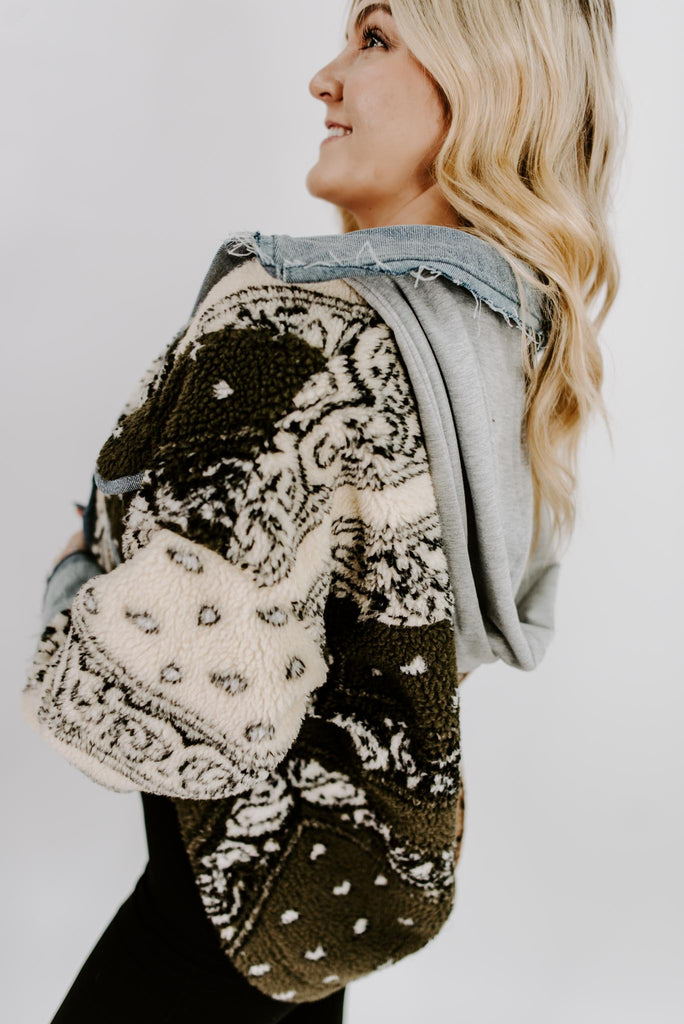 Robin Bandana Print Sherpa Jacket – Nora Gray