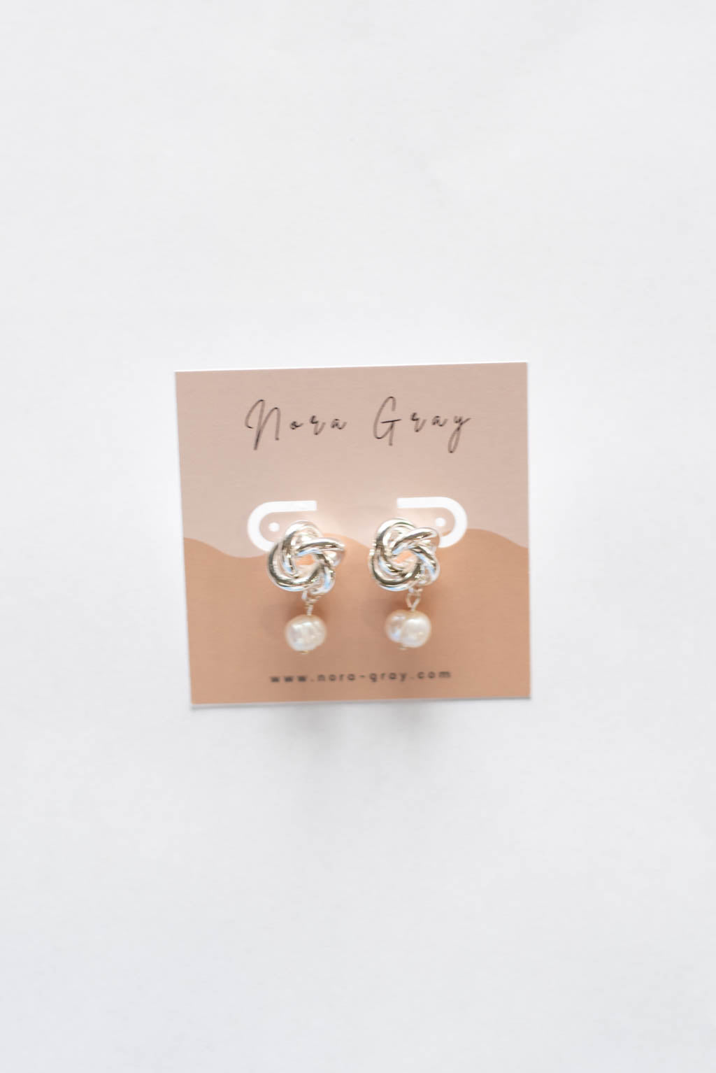 Metal Knot Fresh Water Pearl Earrings