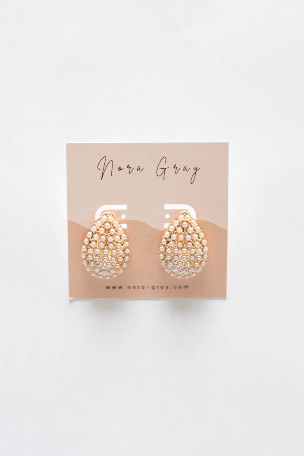 Pearl Embellished Gold Teardrop Earrings