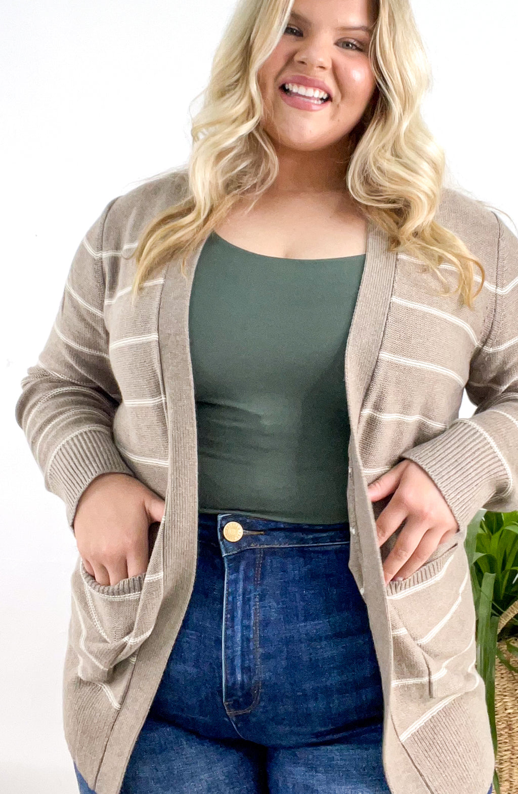 Partner In Crime Curvy Stripe Cardigan