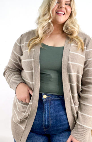 Partner In Crime Curvy Stripe Cardigan