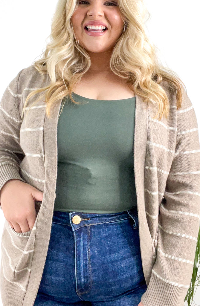 Partner In Crime Curvy Stripe Cardigan