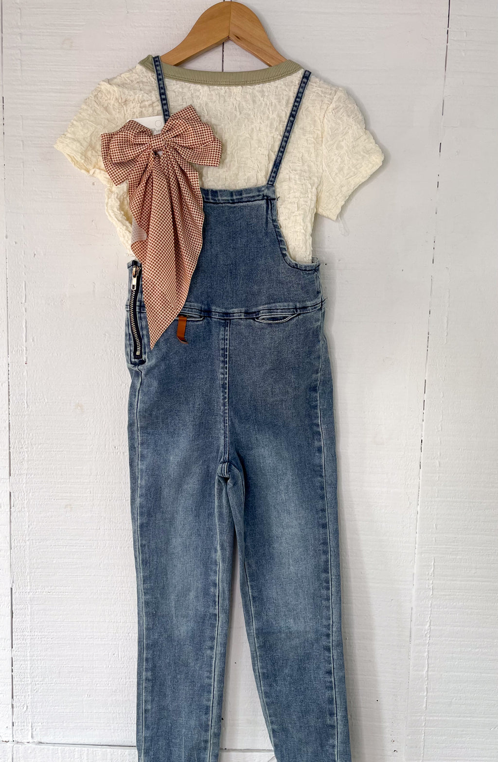 Sunny Stroll Girls Bermuda Denim Overalls