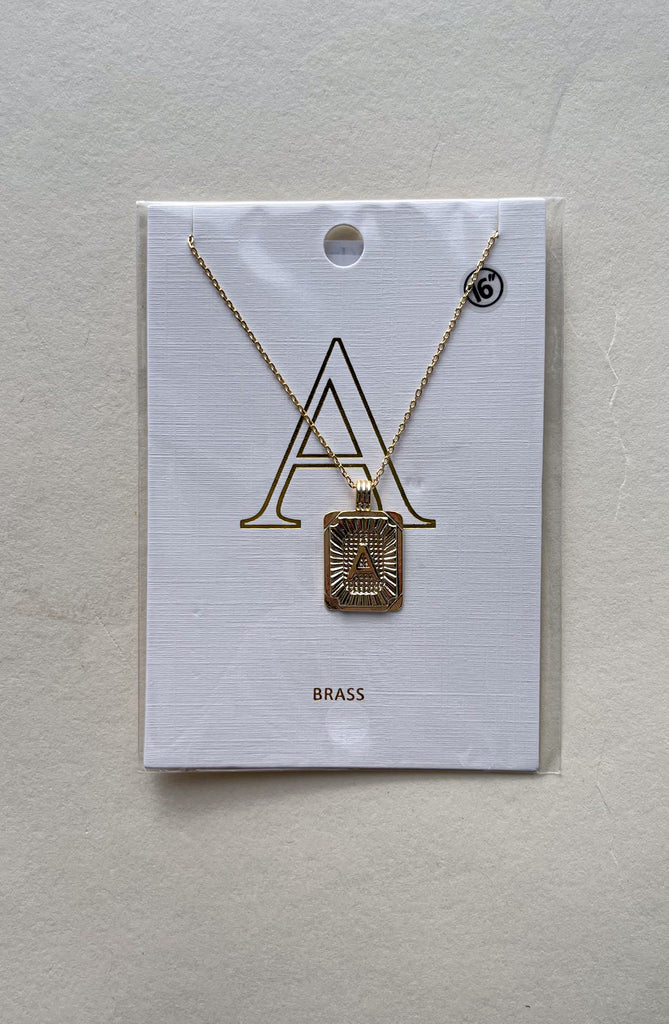 Rectangle Textured Initial Necklaces