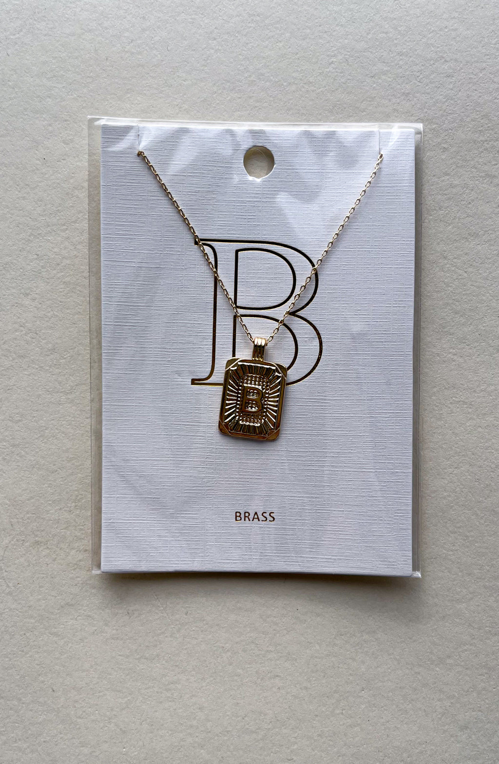 Rectangle Textured Initial Necklaces