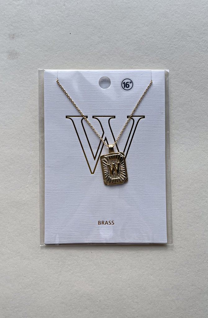 Rectangle Textured Initial Necklaces