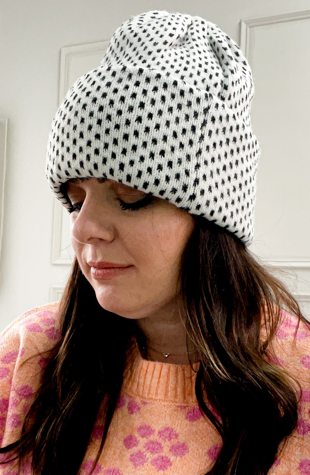 Polka Dot Padded Knit Beanie