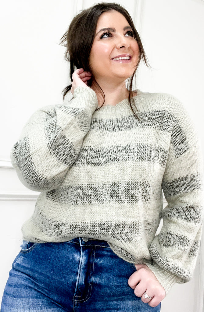 Wool Blend Wide Striped Cozy Sweater