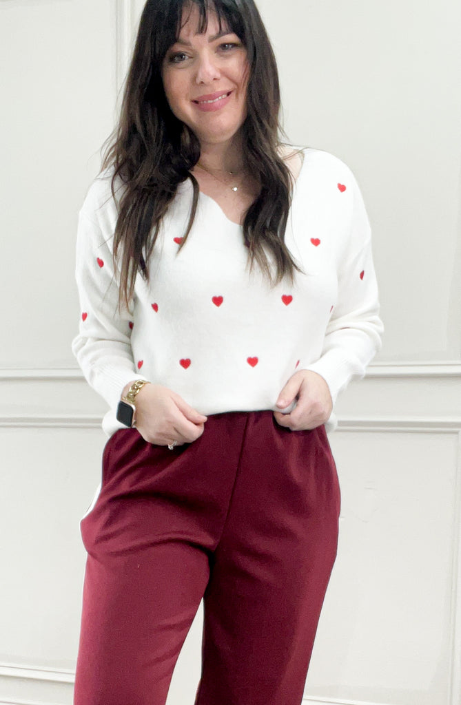 Lovely Hearts V-Neck Sweater