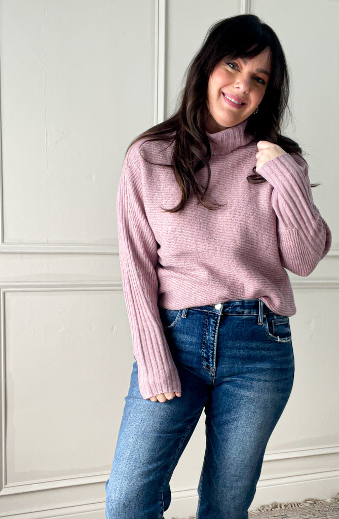 Classic Ribbed Relaxed Turtleneck Sweater