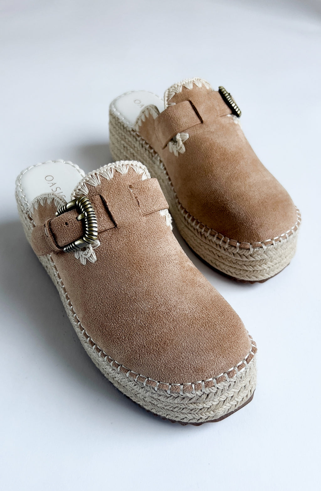 Western Buckle Raffia Mule Clogs