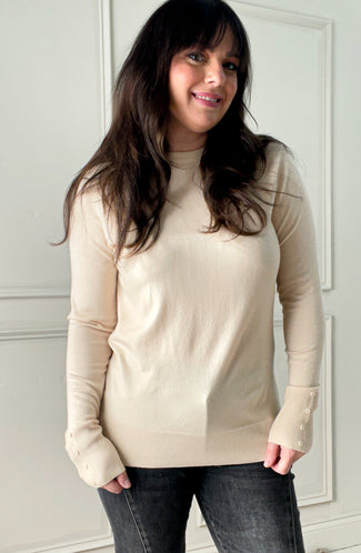 Long Sleeve Button Detailed Pullover