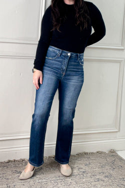 Risen Tummy Control Crop Straight Jeans