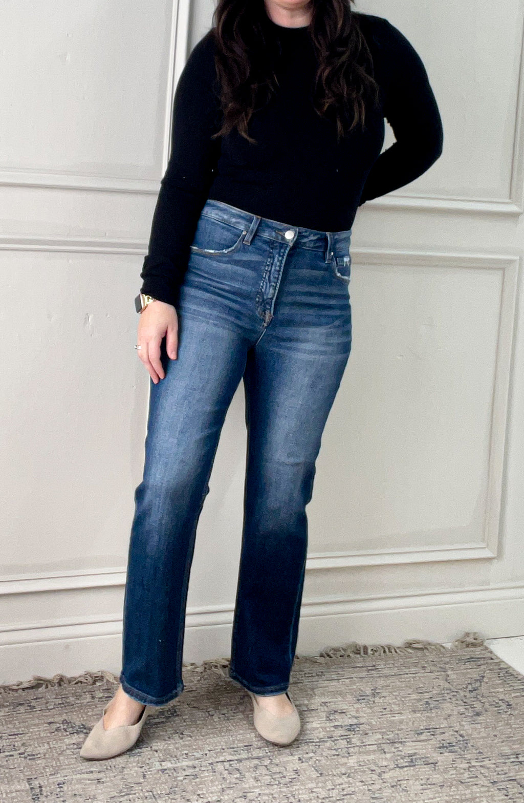 Risen Tummy Control Crop Straight Jeans